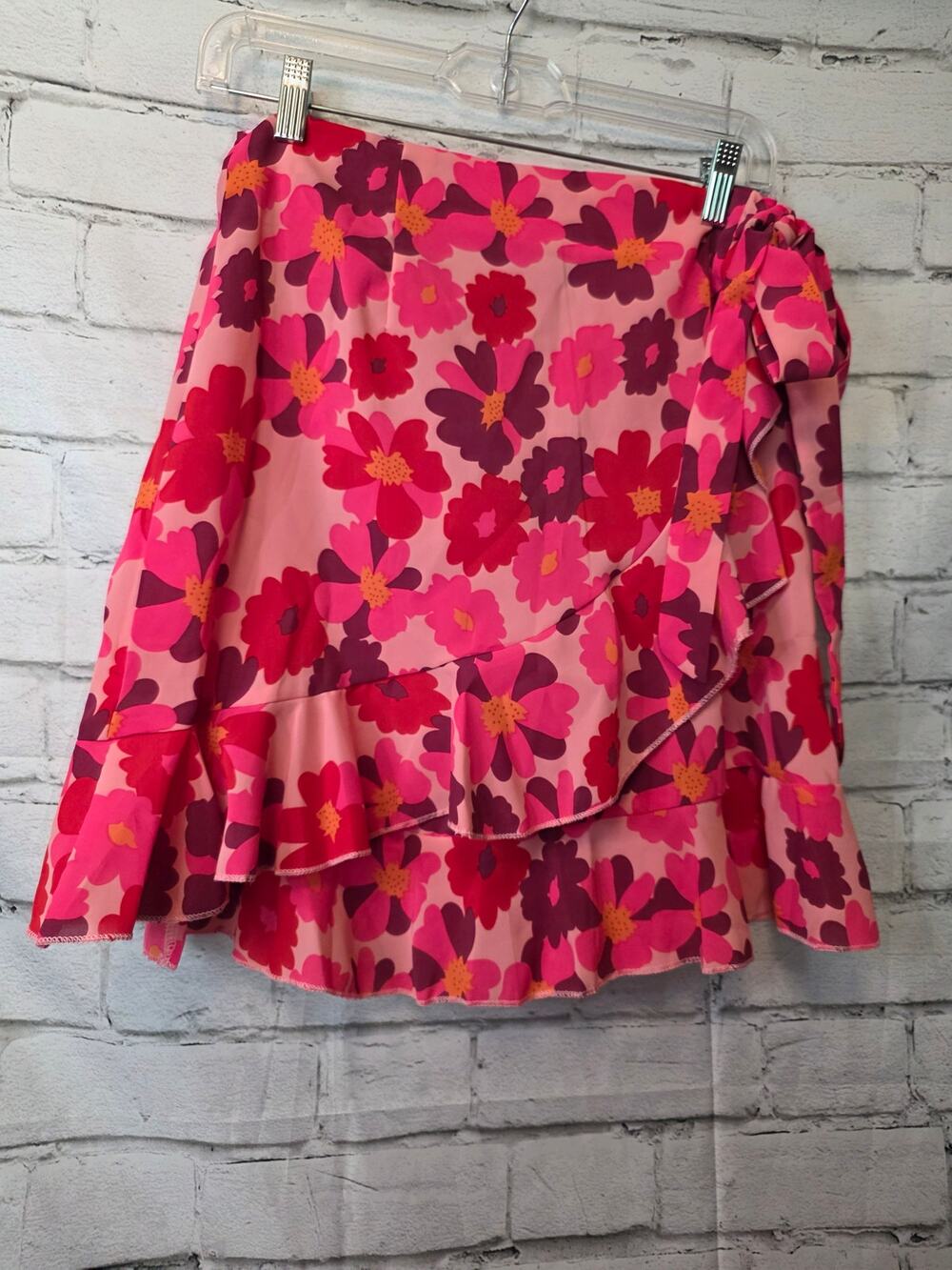 Naggoo Women's Wrap  Around Skirt Pink Floral Print